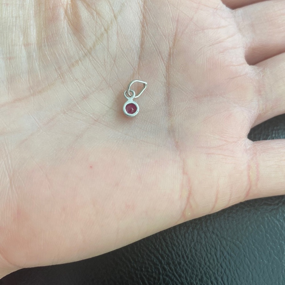 10k Solid White Gold Small Mini Ruby Pendant Dain… - image 6